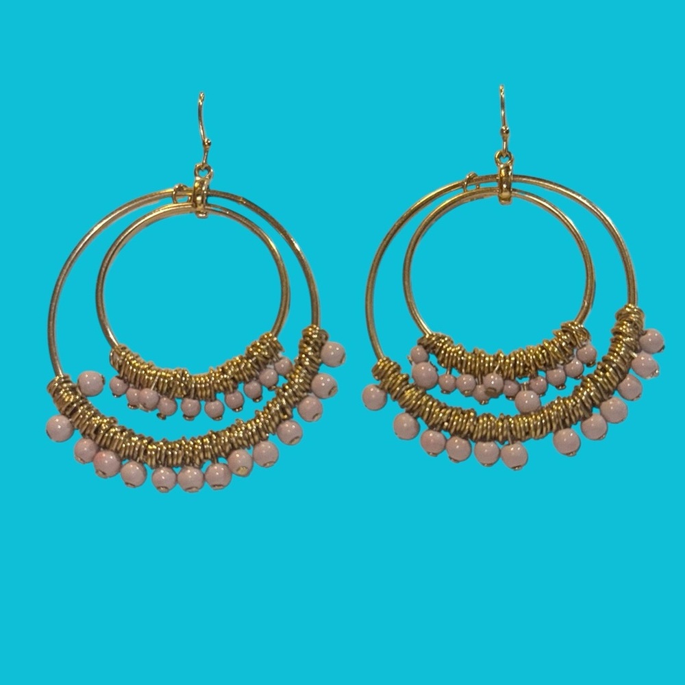 Lilac Double Hoop‎ Bead Earrings